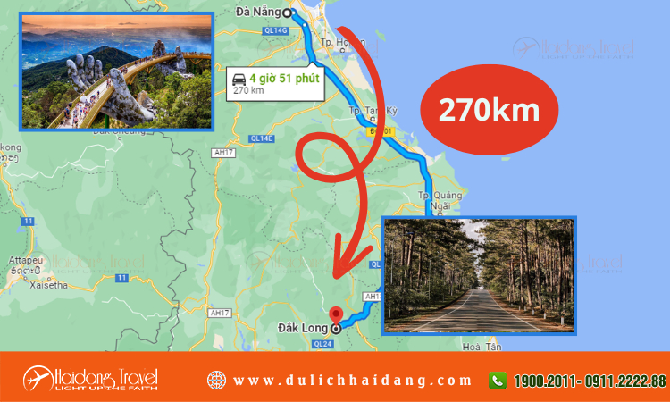 Từ Đà Nẵng đi Măng Đen bao nhiêu km
