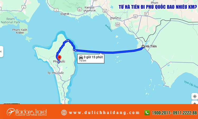 Từ Hà Tiên đi Phú Quốc bao nhiêu km