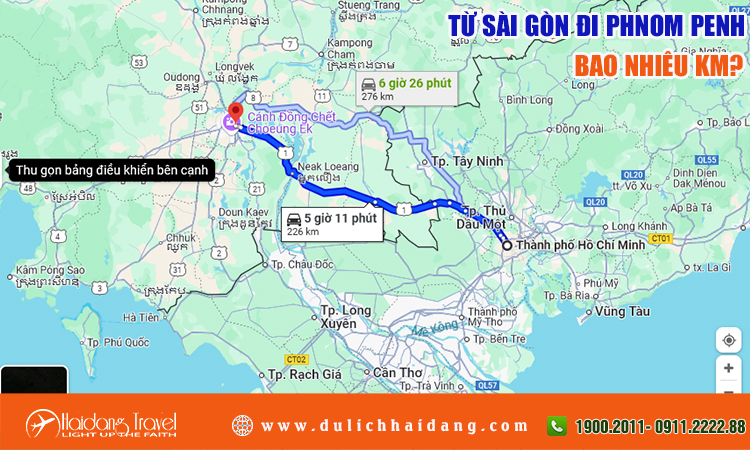 Từ Sài Gòn đi Phnom Penh bao nhiêu km
