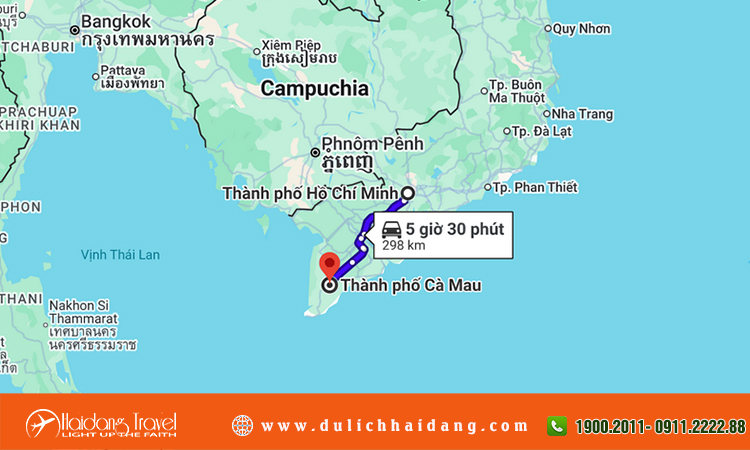 Từ TPHCM đi Cà Mau bao nhiêu tiếng