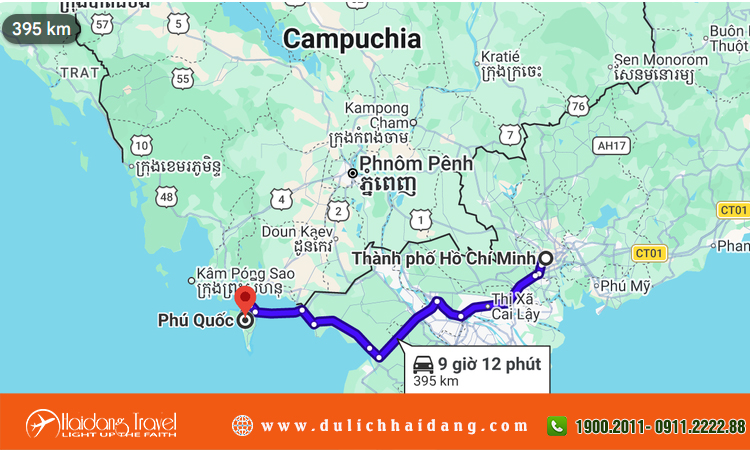 Từ TPHCM đi Phú Quốc bao nhiêu km