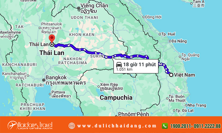 Việt Nam cách Thái Lan bao nhiêu km?