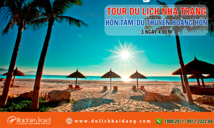 Tour du lịch Nha Trang Hòn Tằm Du Thuyền Hoàng Hôn 3 ngày 4 đêm